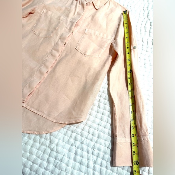 Anthropologie for Cloth & Stone soft peach linen button down shirt - Picture 9 of 10